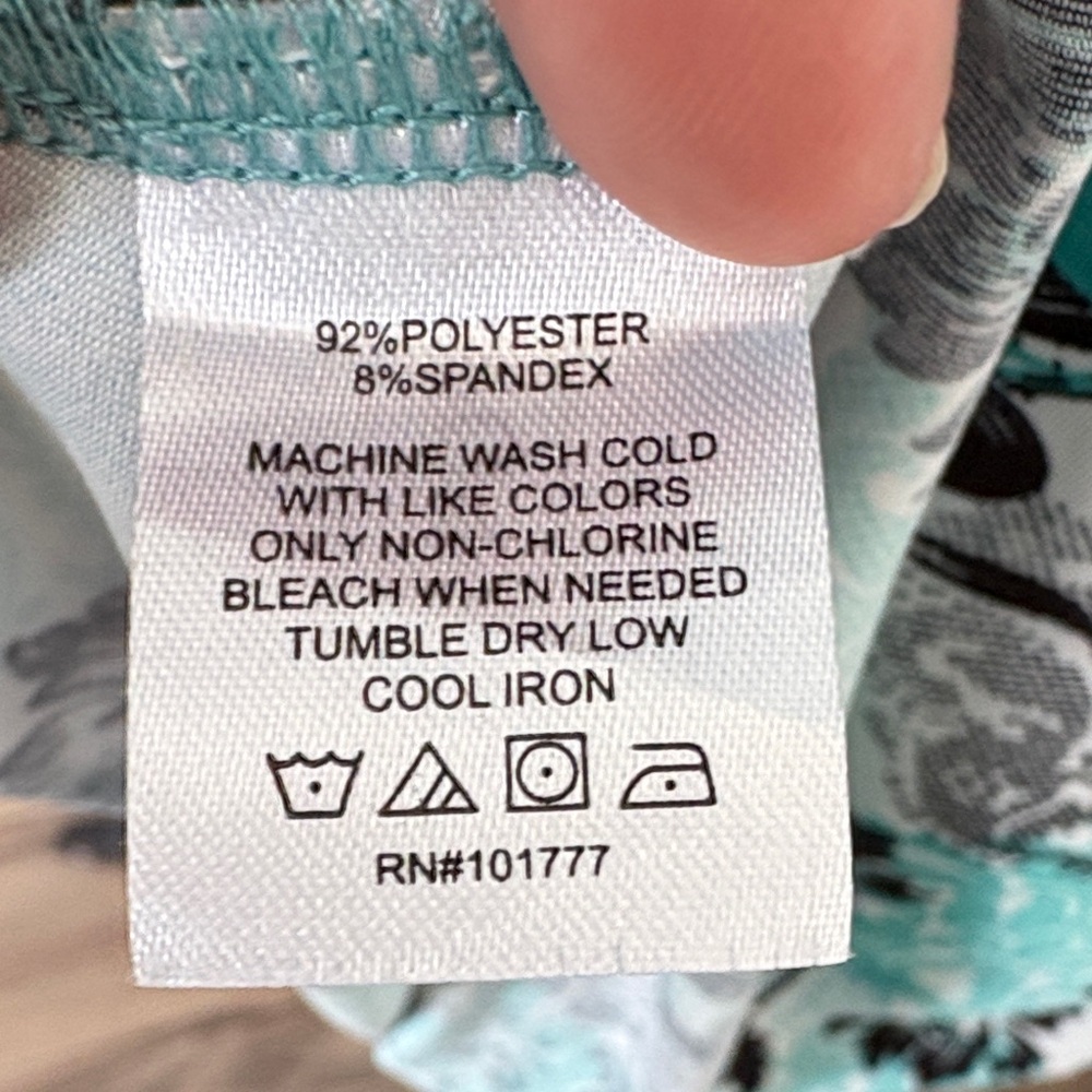 lola Teal Patchwork Mini Dress with Black & White Floral Accents - Picture 5 of 5